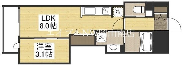 岡山駅 徒歩26分 9階の物件間取画像